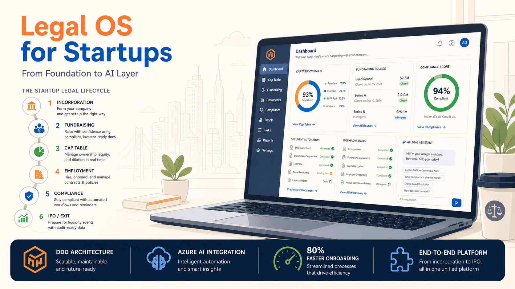 Building a Legal OS for Startups — case study infographic